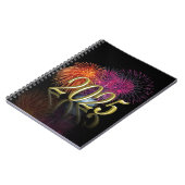 Frohes neues Jahr 2025 Feuerwerkskörper Gold Notizblock (Linke Seite)