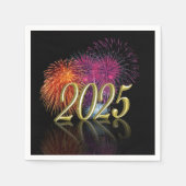 Frohes neues Jahr 2025 Feuerwerkskörper Gold Serviette (Vorderseite)