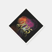 Frohes neues Jahr 2025 Feuerwerkskörper Gold Serviette (Ecke)