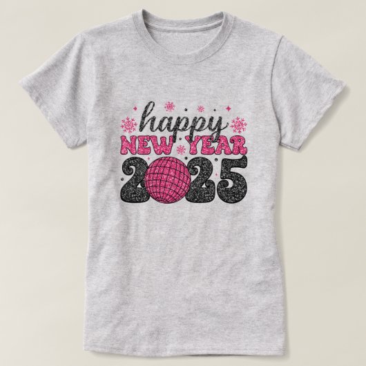 Frohes neues Jahr 2025 | Glitzer Disco Party T - S T-Shirt (Design vorne)