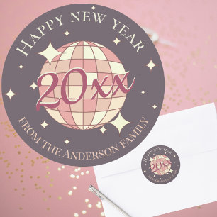 Frohes neues Jahr 2025 Grußaufkleber Runder Aufkleber