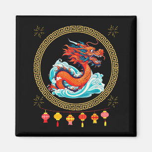 Frohes Neues Jahr 2025 Jahr des Drachen Chinesisch Magnet