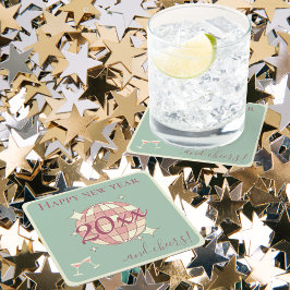 Frohes neues Jahr 2025 Jahre vor Abendessen Party Rechteckiger Pappuntersetzer