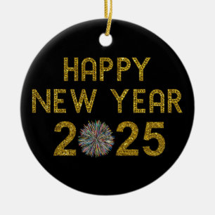 Frohes neues Jahr 2025 Keramik Ornament