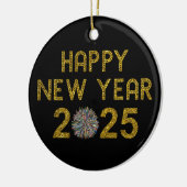 Frohes neues Jahr 2025 Keramik Ornament (Links)