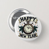 Frohes neues Jahr 2025 Neujahrsfeier Button (Vorne & Hinten)