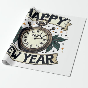 Frohes neues Jahr 2025 Neujahrsfeier Geschenkpapier