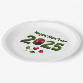 Frohes neues Jahr 2025 Pappteller (Schrägansicht)