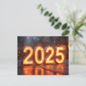 Frohes neues Jahr 2025 Postkarte (Stehend Vorderseite)