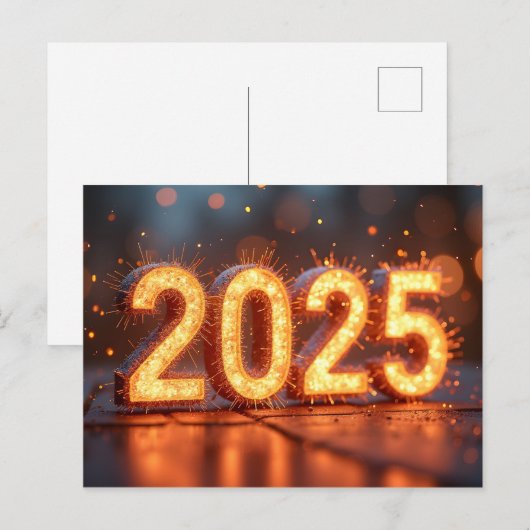 Frohes neues Jahr 2025 Postkarte (Vorne/Hinten)