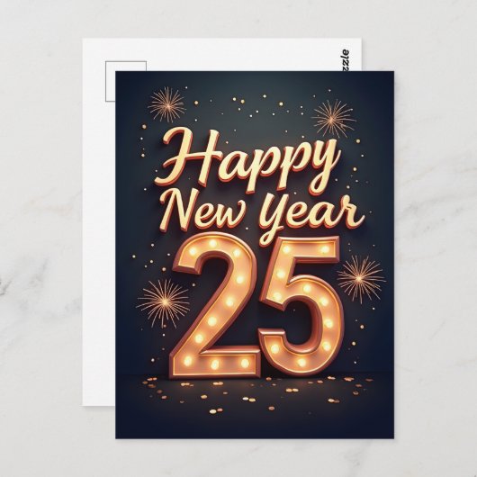 Frohes neues Jahr 2025 Postkarte (Vorne/Hinten)