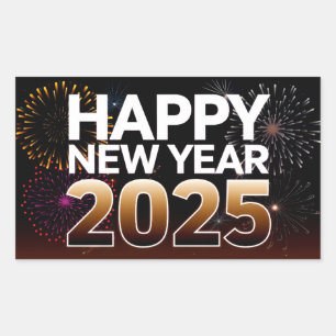 Frohes neues Jahr 2025 Rechteckiger Aufkleber