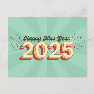 Frohes neues Jahr 2025 Retro-Typografie Postkarte