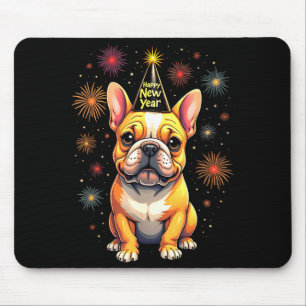 Frohes Neues Jahr 2025 Silvester Feuerwerk Hund Lu Mousepad