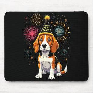 Frohes Neues Jahr 2025 Silvester Feuerwerk Hund Lu Mousepad