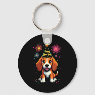 Frohes Neues Jahr 2025 Silvester Feuerwerk Hund Lu Schlüsselanhänger