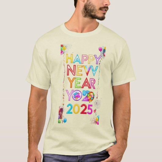 Frohes neues Jahr 2025 T-Shirt (Vorderseite)