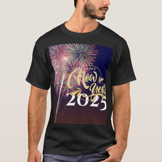 "Frohes neues Jahr 2025" T-Shirt (Vorderseite)