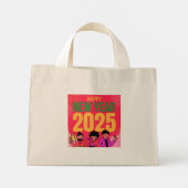Frohes neues Jahr 2025 Tiny Tote Bag Mini Stoffbeutel (Rückseite)