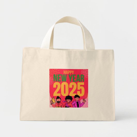 Frohes neues Jahr 2025 Tiny Tote Bag Mini Stoffbeutel (Vorne)