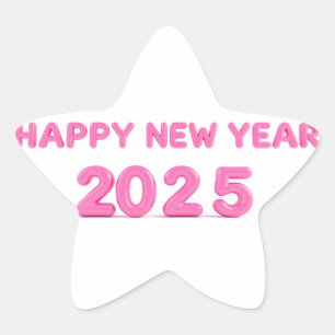 Frohes neues Jahr 2025 - transparenter Hintergrund Stern-Aufkleber
