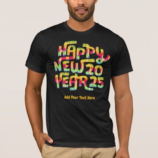 Frohes neues Jahr 2025 Trendy Personalisiert T-Shirt (Vorderseite)