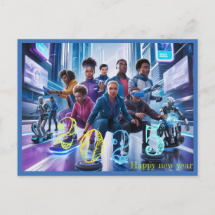 Frohes neues Jahr 2025 Typografie-Geschenk Feiertagspostkarte