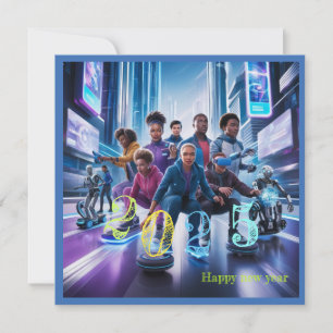 Frohes neues Jahr 2025  Typografie-Geschenk flach Feiertagskarte