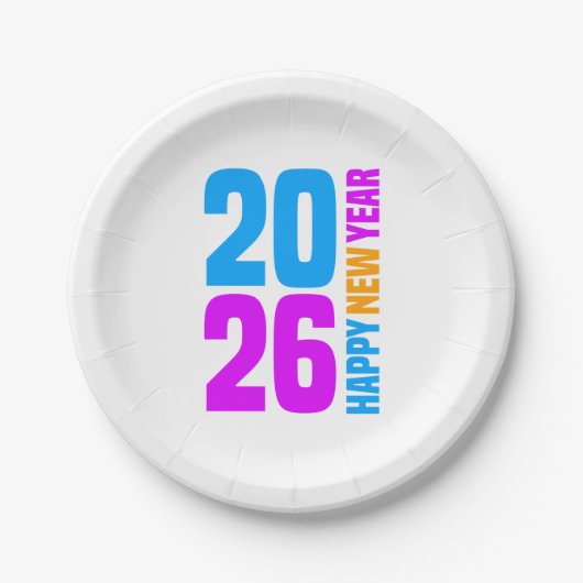 Frohes neues Jahr 2026-34568 Pappteller (Vorderseite)