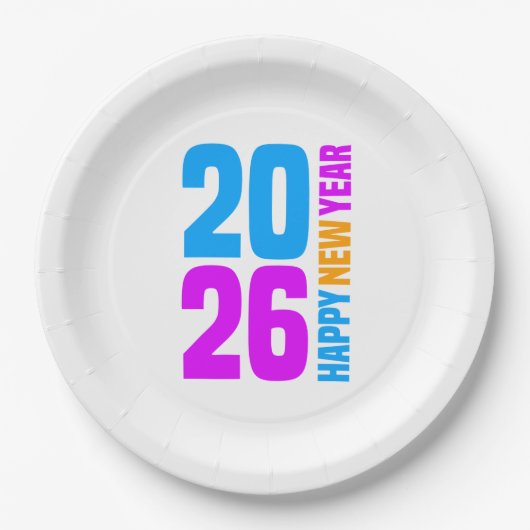 Frohes neues Jahr 2026-34568 Pappteller (Vorderseite)