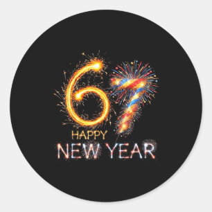 Frohes Neues Jahr 2026 67. Geburtstag Feuerwerk Nu Runder Aufkleber