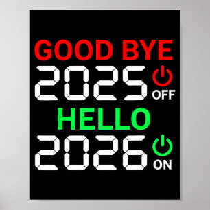 Frohes Neues Jahr 2026 Auf Wiedersehen 2025 Hallo Poster