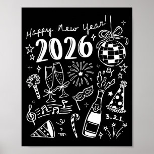 Frohes neues Jahr 2026 Bogen Lustig Poster