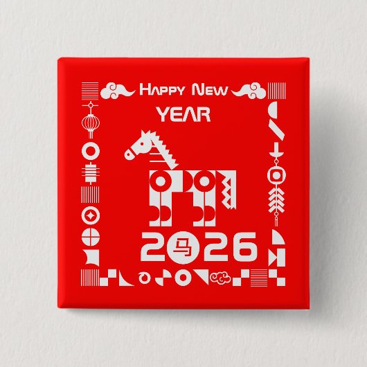 Frohes neues Jahr 2026 Button (Vorderseite)