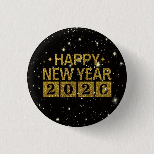 Frohes Neues Jahr 2026 Button (Vorderseite)