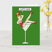Frohes neues Jahr 2026 Cartoon Lady Card Karte (Gelbe Blume)