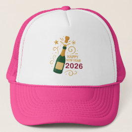 Frohes neues Jahr 2026 Champagner | Schaumstoff-Tr Truckerkappe