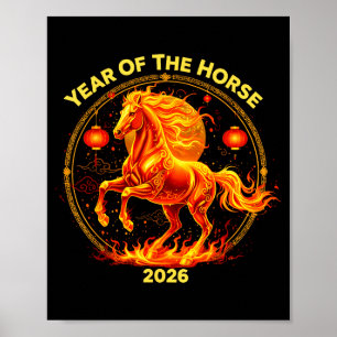 Frohes Neues Jahr 2026 Chinesisches Neujahr Pferd  Poster