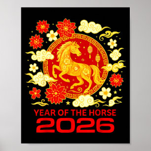 Frohes Neues Jahr 2026 Chinesisches Neujahr Pferd  Poster