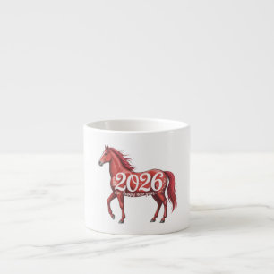 Frohes Neues Jahr 2026 - Chinesisches Rotes Pferd Espressotasse