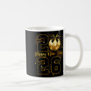 Frohes Neues Jahr 2026 Coquette-Bogen Disco-Kugel Kaffeetasse