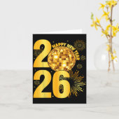 Frohes Neues Jahr 2026 Coquette Bow Disco Ball Neu Karte (Gelbe Blume)