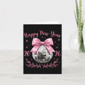 Frohes Neues Jahr 2026 Coquette Nk Bogen Disco Kug Karte (Vorderseite)