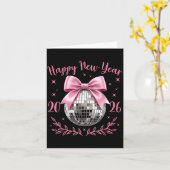 Frohes Neues Jahr 2026 Coquette Nk Bogen Disco Kug Karte (Gelbe Blume)