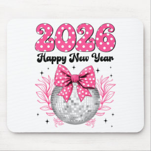 Frohes neues Jahr 2026 Coquette-Schleife & Disco-K Mousepad