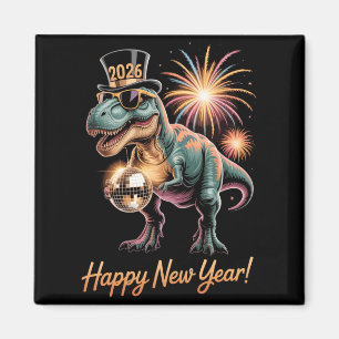 Frohes Neues Jahr 2026 Dinosaurier Lustiger Dino-S Magnet