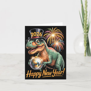 Frohes neues Jahr 2026 Dinosaurier Lustiges T-Rex Karte