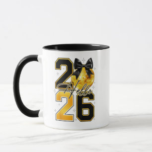 Frohes Neues Jahr 2026 Disco Ball Bow Silvester Tasse