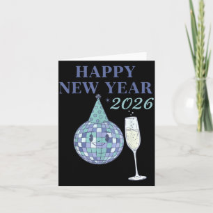 Frohes neues Jahr 2026 Disco Ball Feier Karte