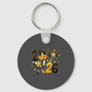 Frohes neues Jahr 2026 Disco Ball Kokette Schleife Schlüsselanhänger